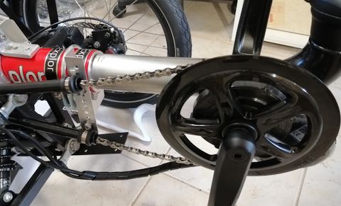 Chain installed on recumbent trike